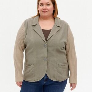 Blue Willi's Knitted Cotton Beige Button Blazer Jacket‎ Womens XXL Long Sleeve